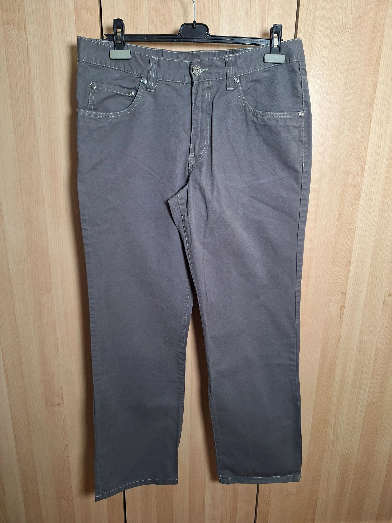 pantalon droit en coton gris enrico mori taille 46